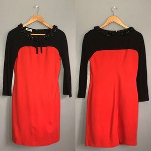 Moschino Cheap and Chic Bow Bodycon Dress red black large